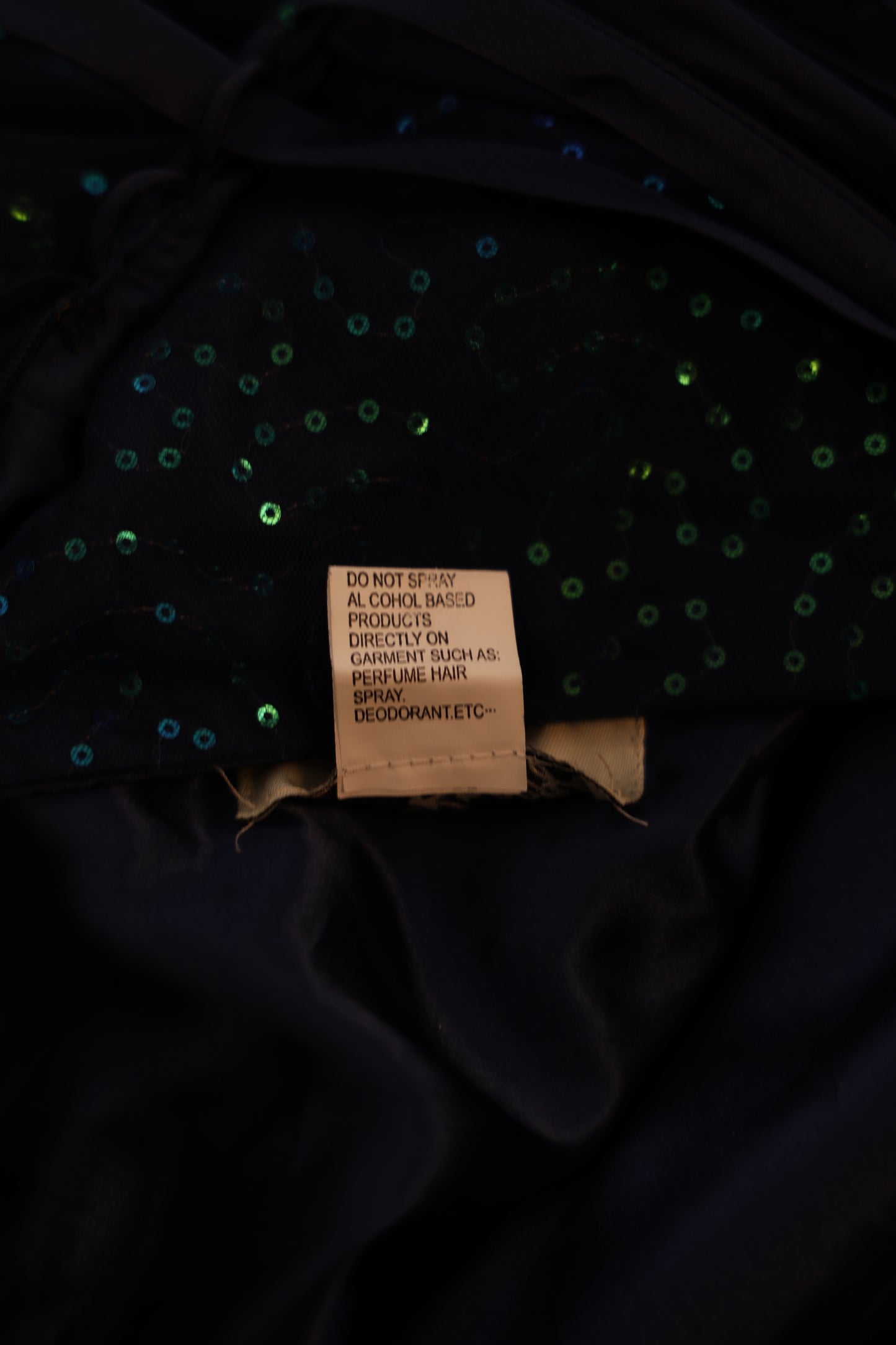 Second Hand glitzerndes Tüllkleid mit Rückenschnürung, dunkelblau