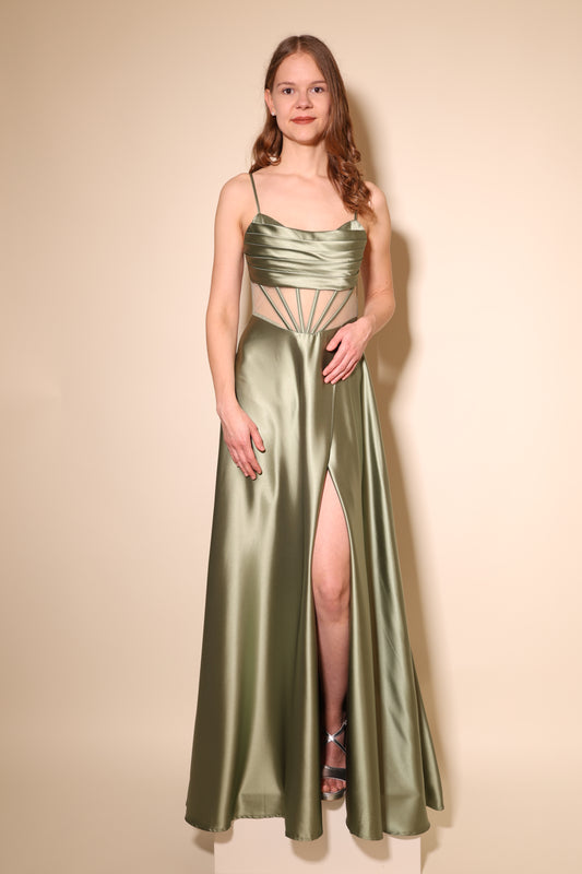 Ballkleid - Abendkleid mit Schnürung, oliv