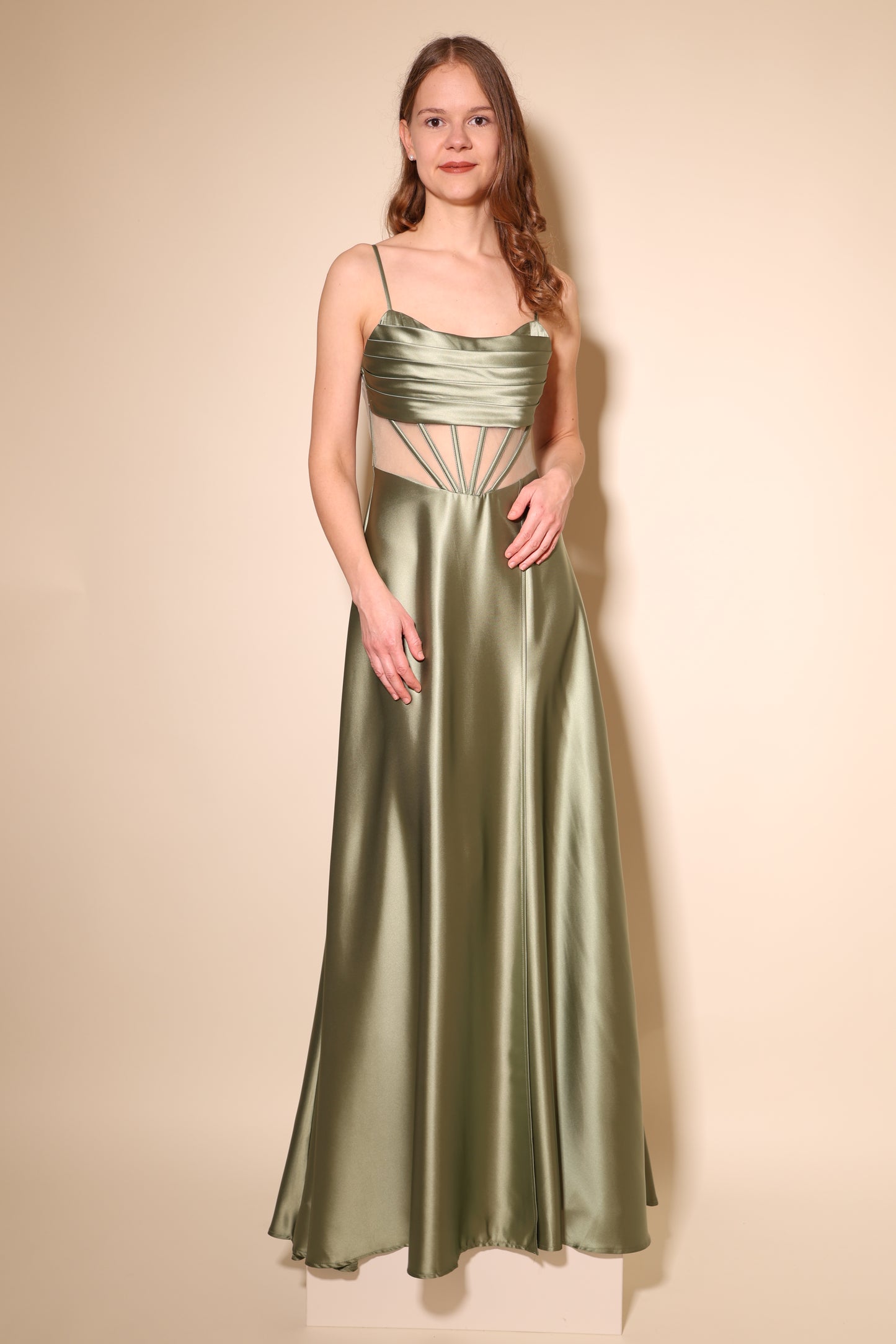 Ballkleid - Abendkleid mit Schnürung, oliv