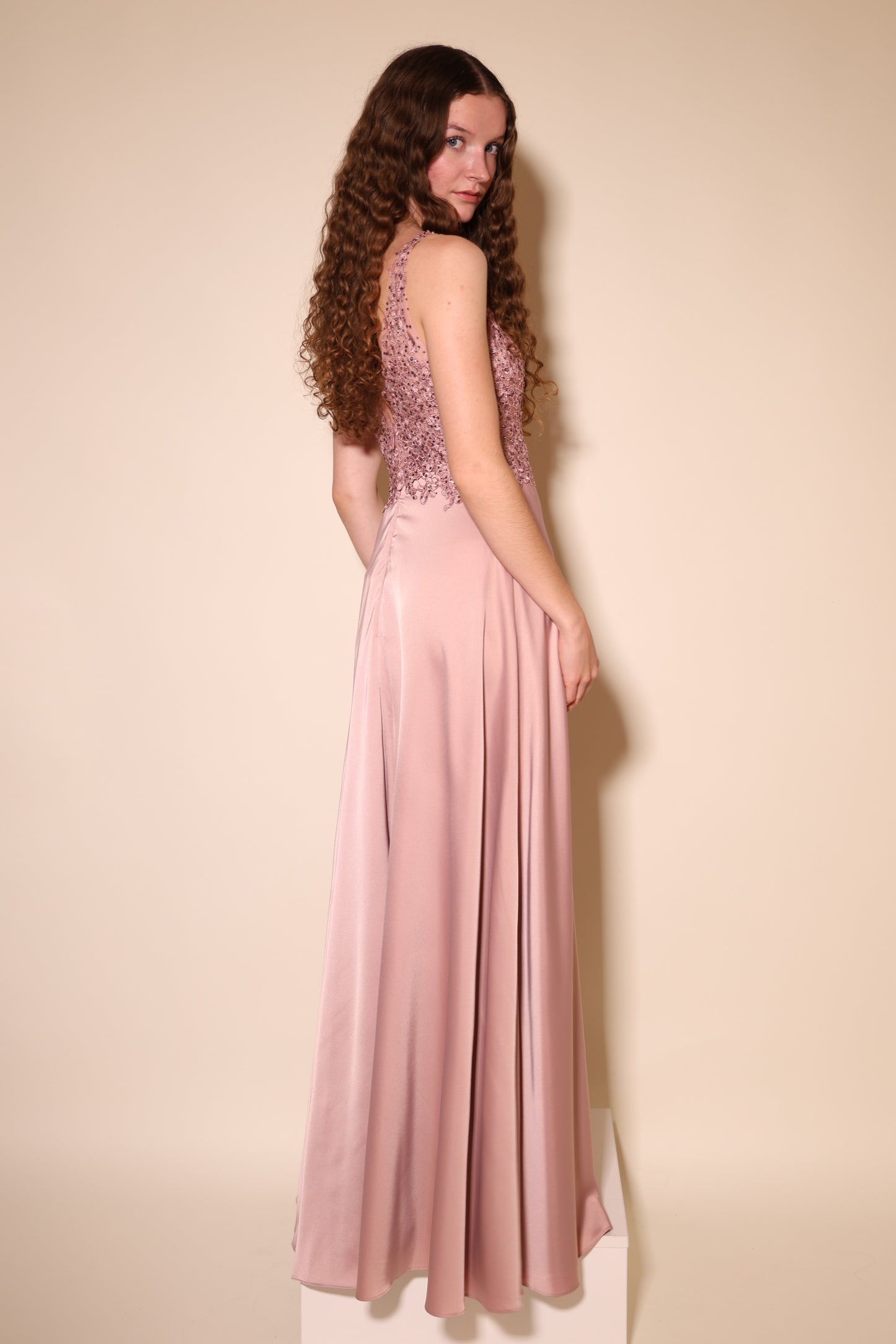 Abendkleid mit Spitze, rosa