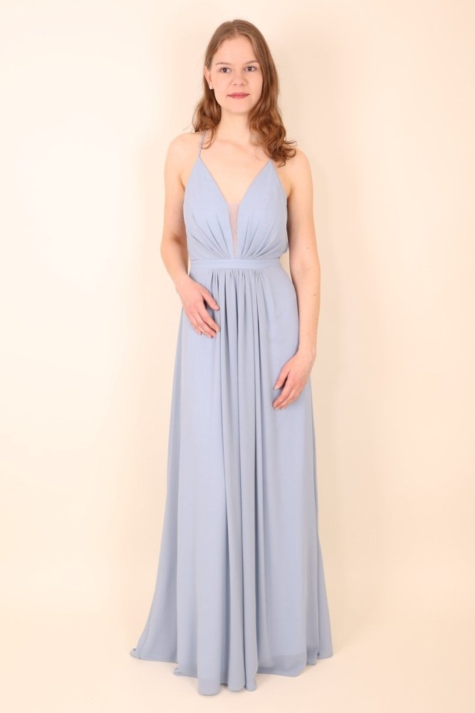 Abendkleid mit ausgefallenem Rückenausschnitt, hellblau - Dein Kleiderladen
