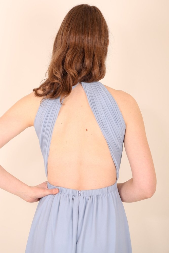 Abendkleid mit ausgefallenem Rückenausschnitt, hellblau - Dein Kleiderladen