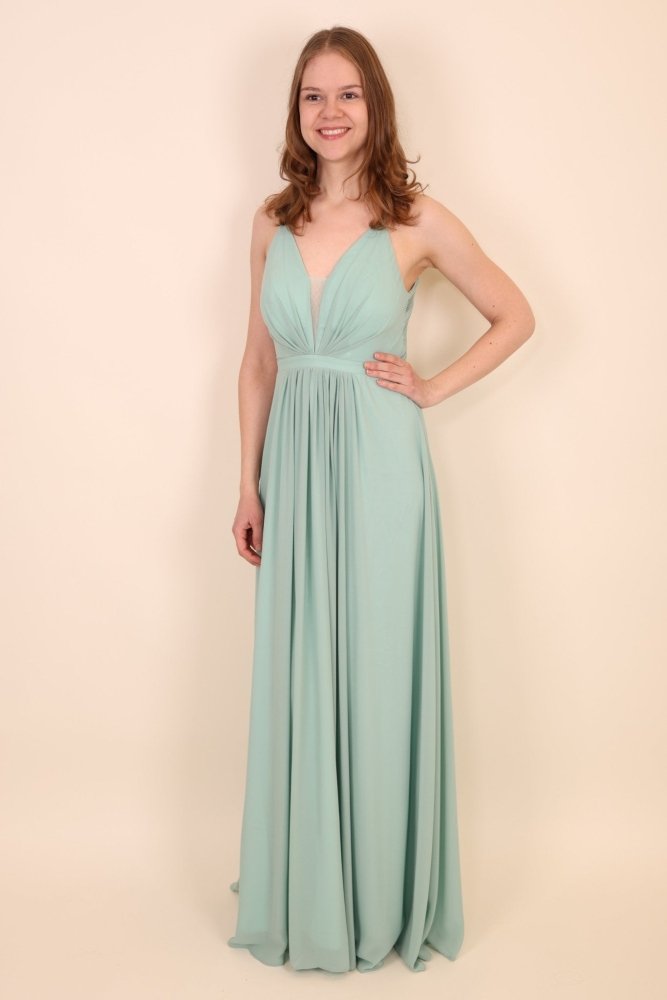 Abendkleid mit ausgefallenem Rückenausschnitt, mint - Dein Kleiderladen