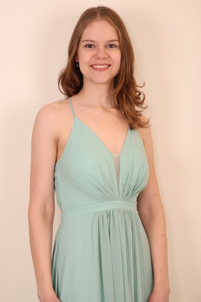 Abendkleid mit ausgefallenem Rückenausschnitt, mint - Dein Kleiderladen