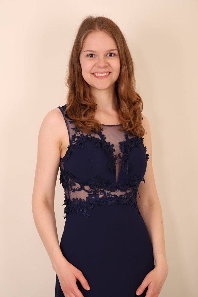 Abendkleid mit Illusionsspitze & Rückenausschnitt, dunkelblau - Dein Kleiderladen