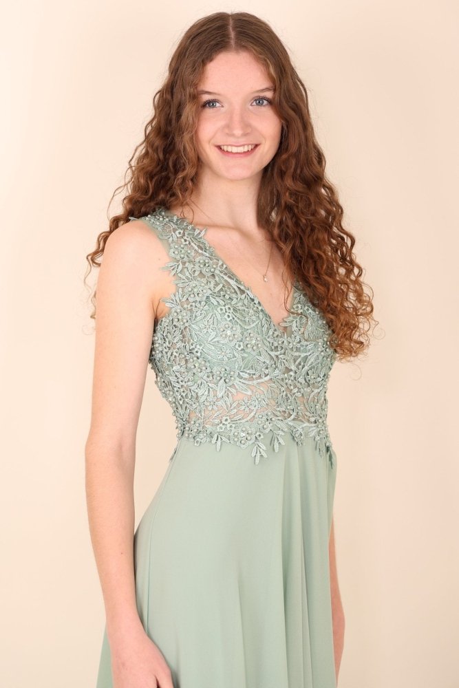 Abendkleid mit Rundrückenausschnitt, mint - Dein Kleiderladen