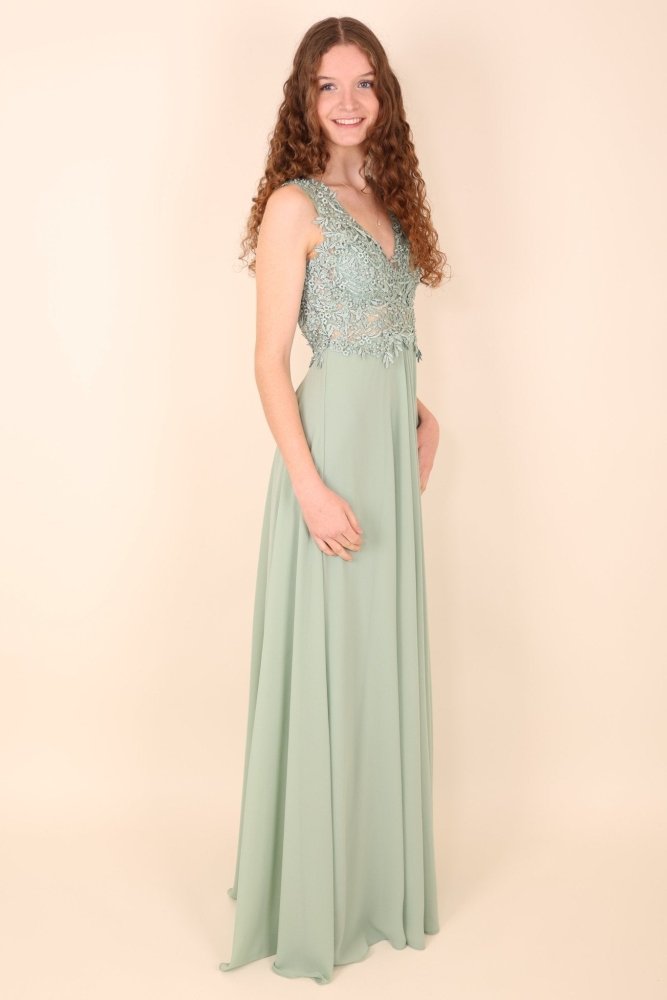 Abendkleid mit Rundrückenausschnitt, mint - Dein Kleiderladen