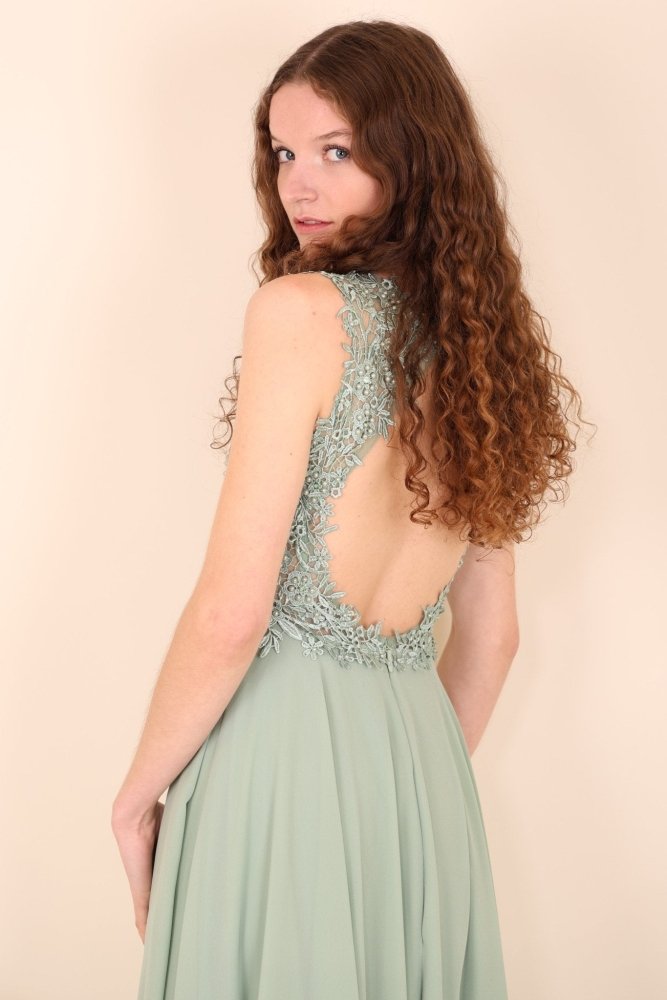 Abendkleid mit Rundrückenausschnitt, mint - Dein Kleiderladen