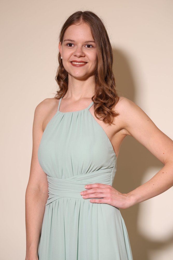 Abendkleid mit Schlitz & amerikanischem Ausschnitt, mint - Dein Kleiderladen