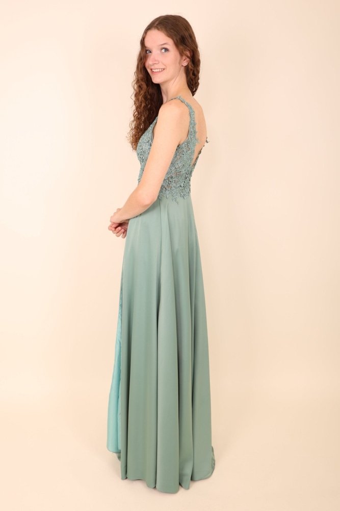 Abendkleid mit Spitze, mint - Dein Kleiderladen