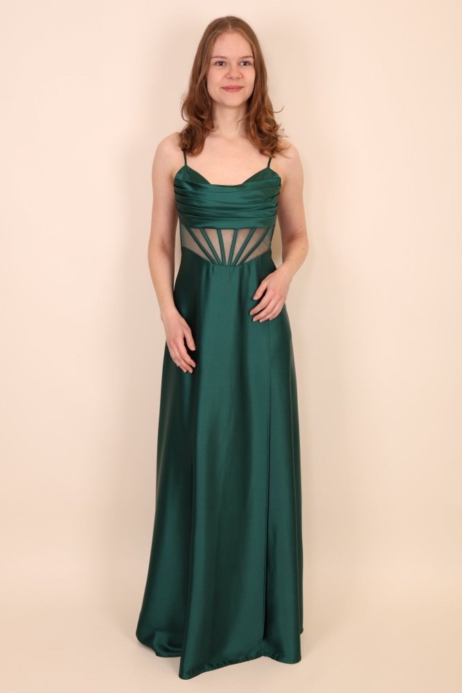 Ballkleid - Abendkleid mit Schnürung, dunkelgrün - Dein Kleiderladen