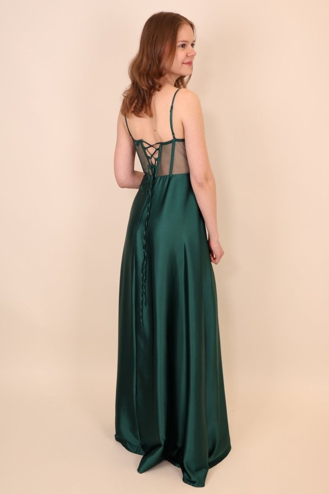 Ballkleid - Abendkleid mit Schnürung, dunkelgrün - Dein Kleiderladen