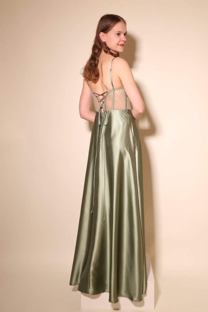 Ballkleid - Abendkleid mit Schnürung, oliv - Dein Kleiderladen