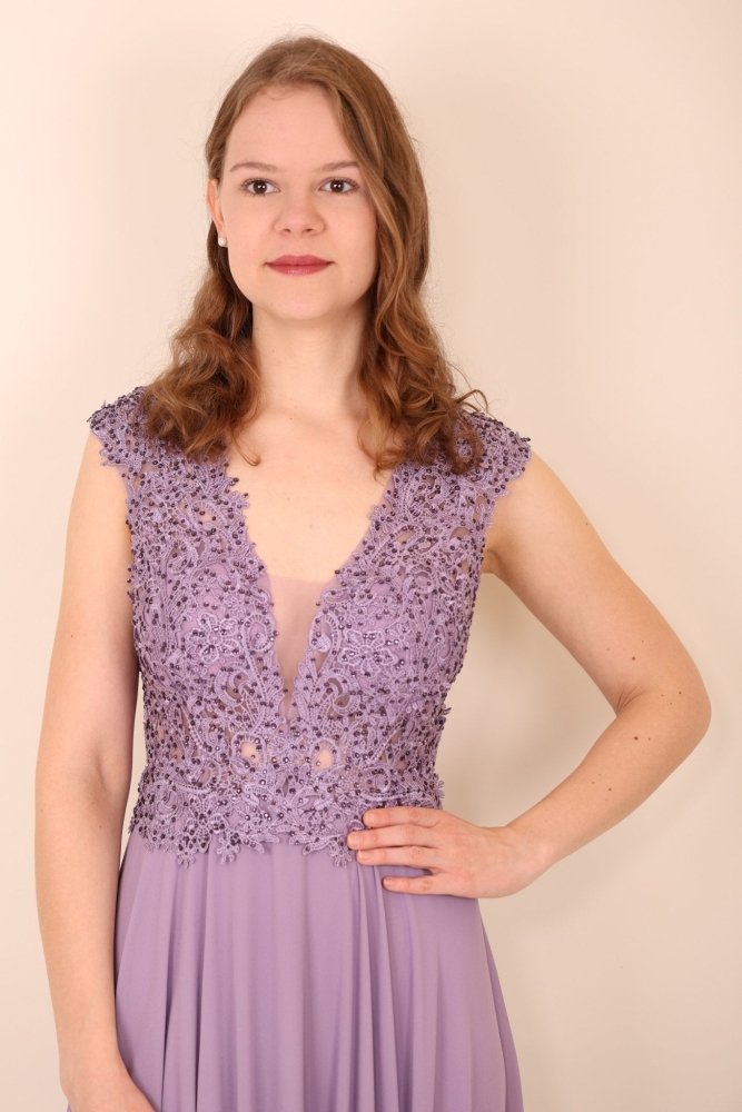 Ballkleid mit Ärmlen, flieder - Dein Kleiderladen