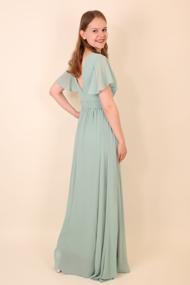 Ballkleid mit kurzen Ärmeln & V - Ausschnitt, mint - Dein Kleiderladen