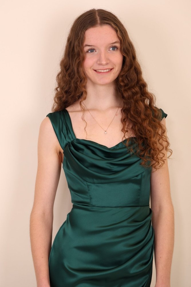 Ballkleid mit Schlitz und off shoulder Ausschnitt, dunkelgrün - Dein Kleiderladen