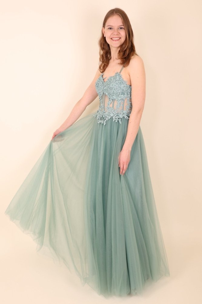 Ballkleid mit Tüll, mint - Dein Kleiderladen