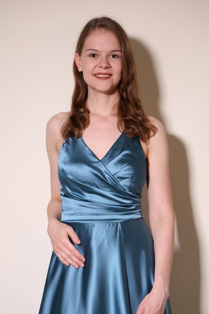 Ballkleid - Satin mit Schnürung und Schlitz, ozeanwelle - Dein Kleiderladen