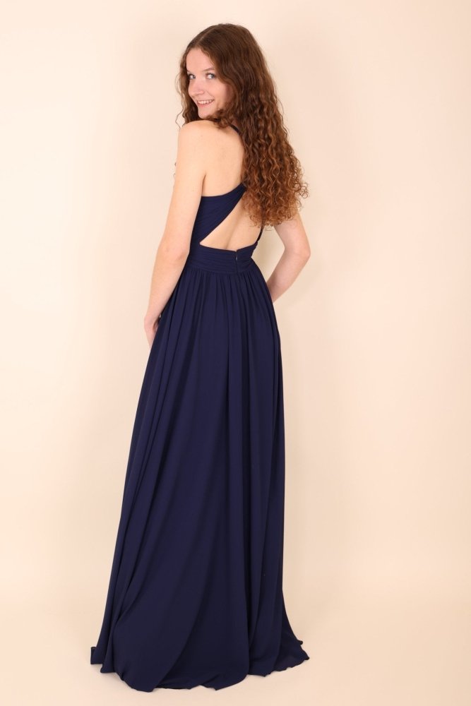 Chiffonkleid mit Raffungen, dunkelblau - Dein Kleiderladen
