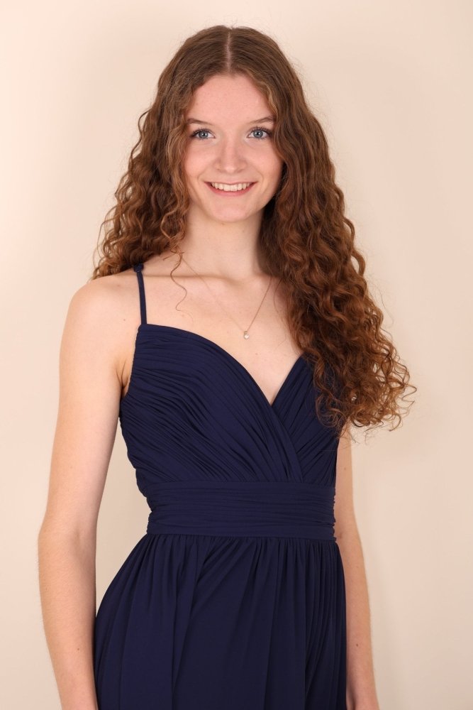Chiffonkleid mit Raffungen, dunkelblau - Dein Kleiderladen