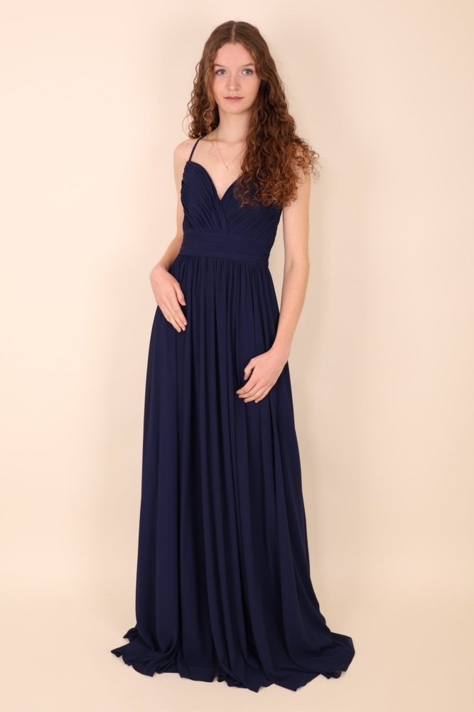 Chiffonkleid mit Raffungen, dunkelblau - Dein Kleiderladen