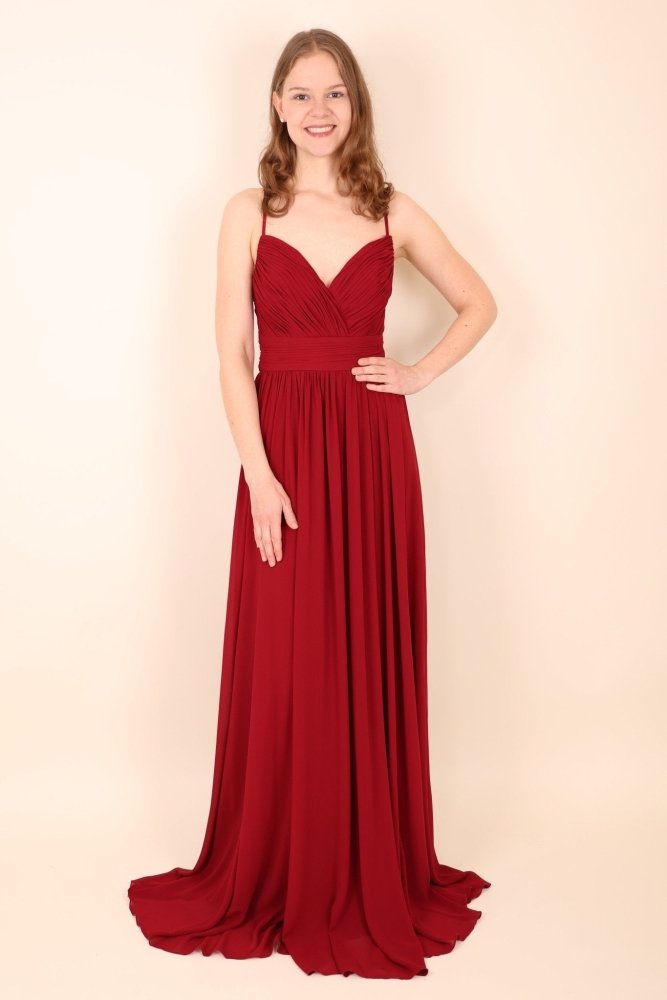 Chiffonkleid mit Raffungen, dunkelrot - Dein Kleiderladen