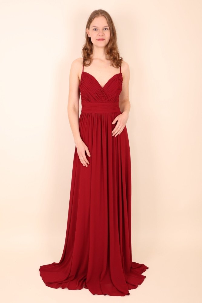 Chiffonkleid mit Raffungen, dunkelrot - Dein Kleiderladen
