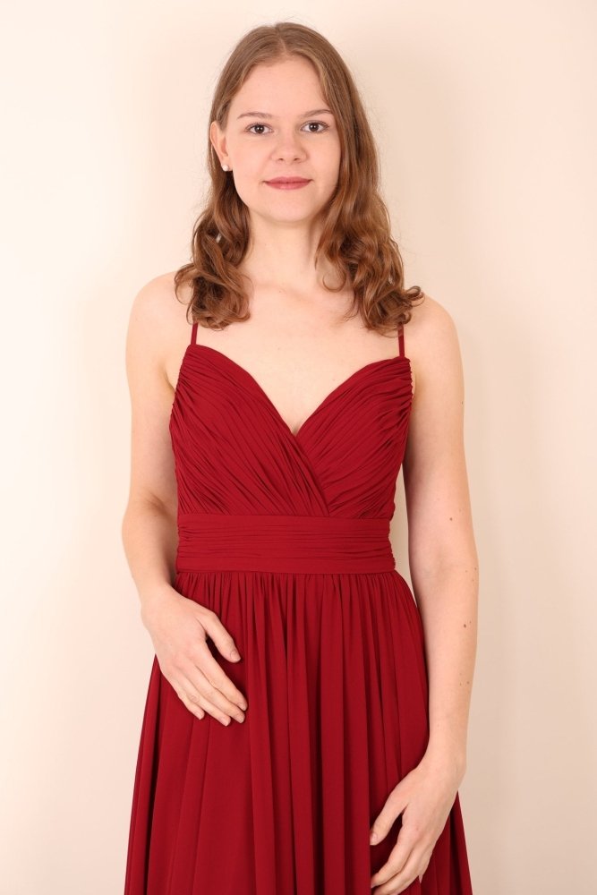 Chiffonkleid mit Raffungen, dunkelrot - Dein Kleiderladen