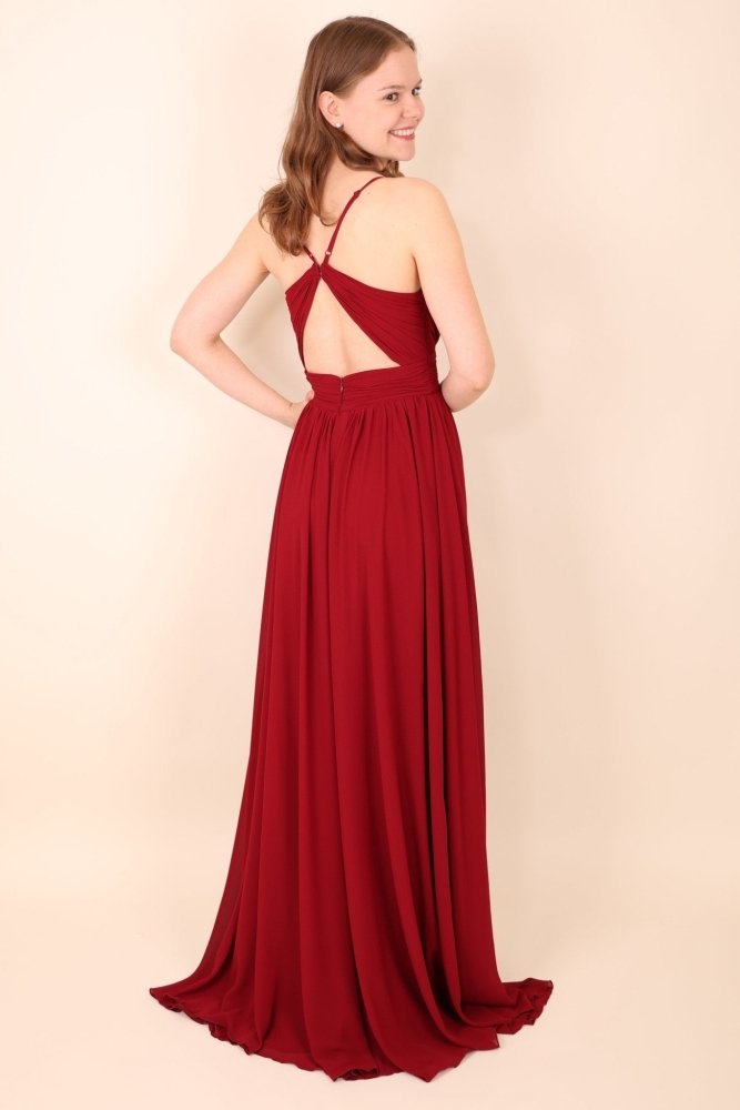 Chiffonkleid mit Raffungen, dunkelrot - Dein Kleiderladen