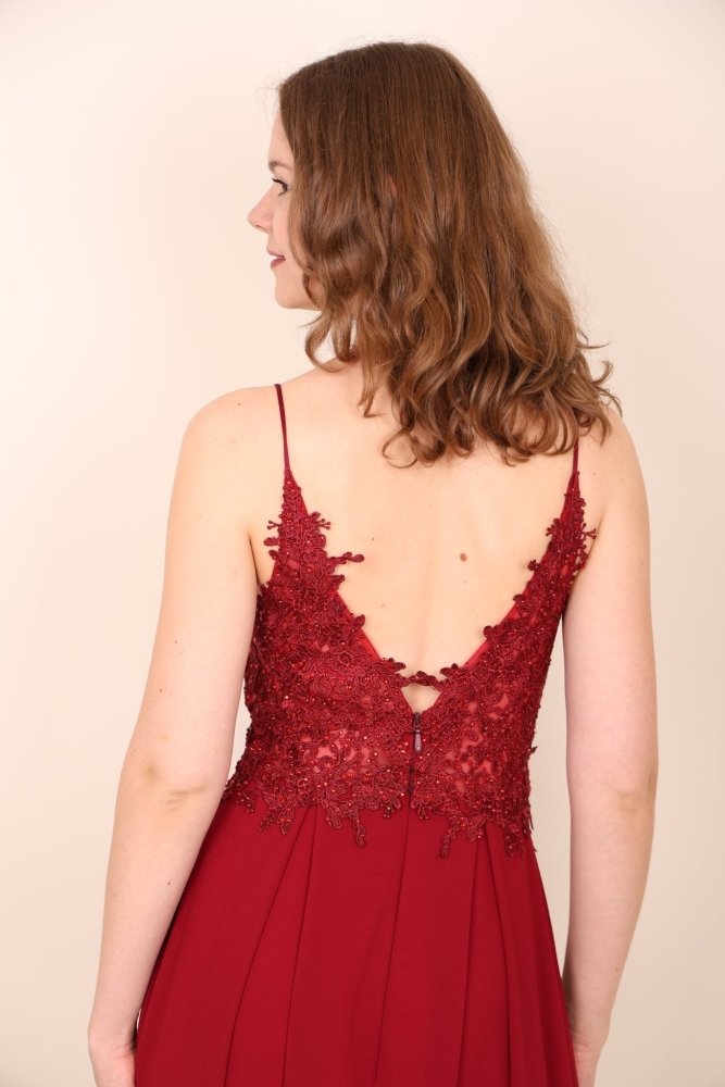 elegantes Abendkleid, dunkelrot - Dein Kleiderladen