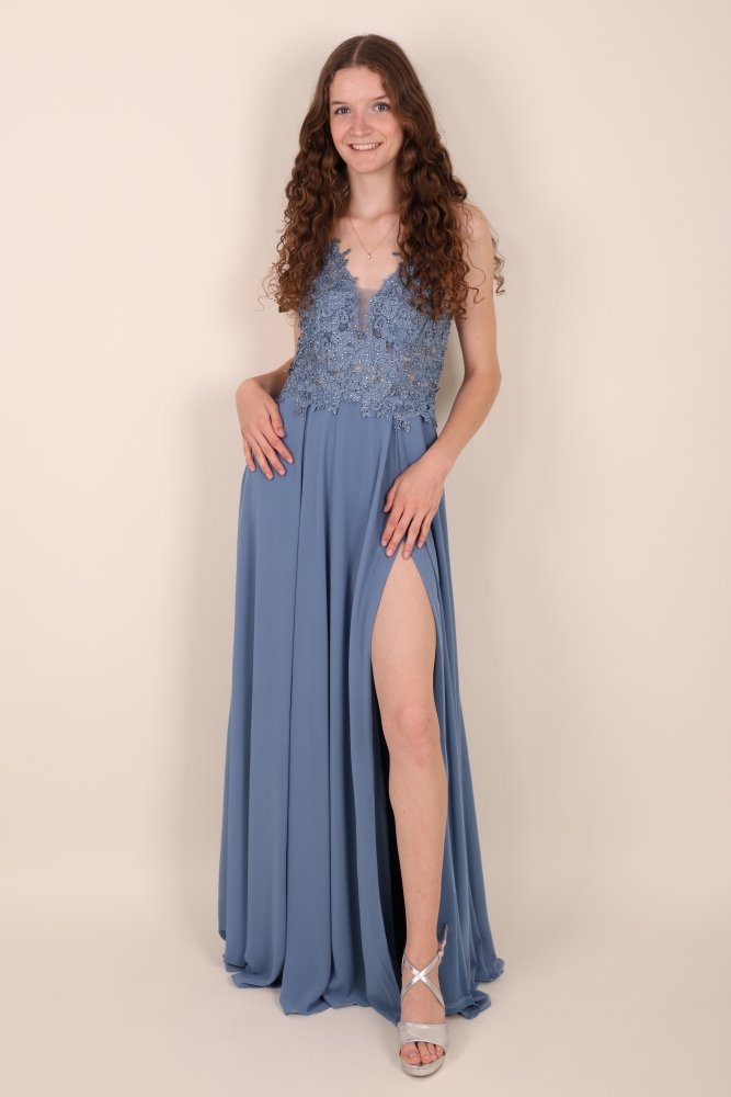 elegantes Ballkleid, graublau - Dein Kleiderladen