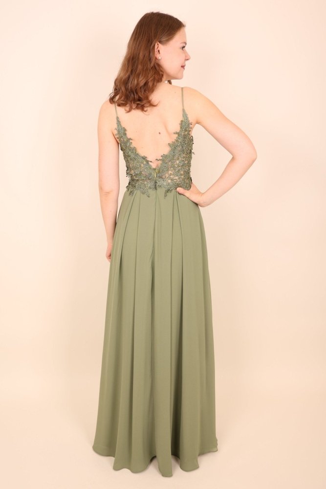 elegantes Ballkleid, oliv - Dein Kleiderladen