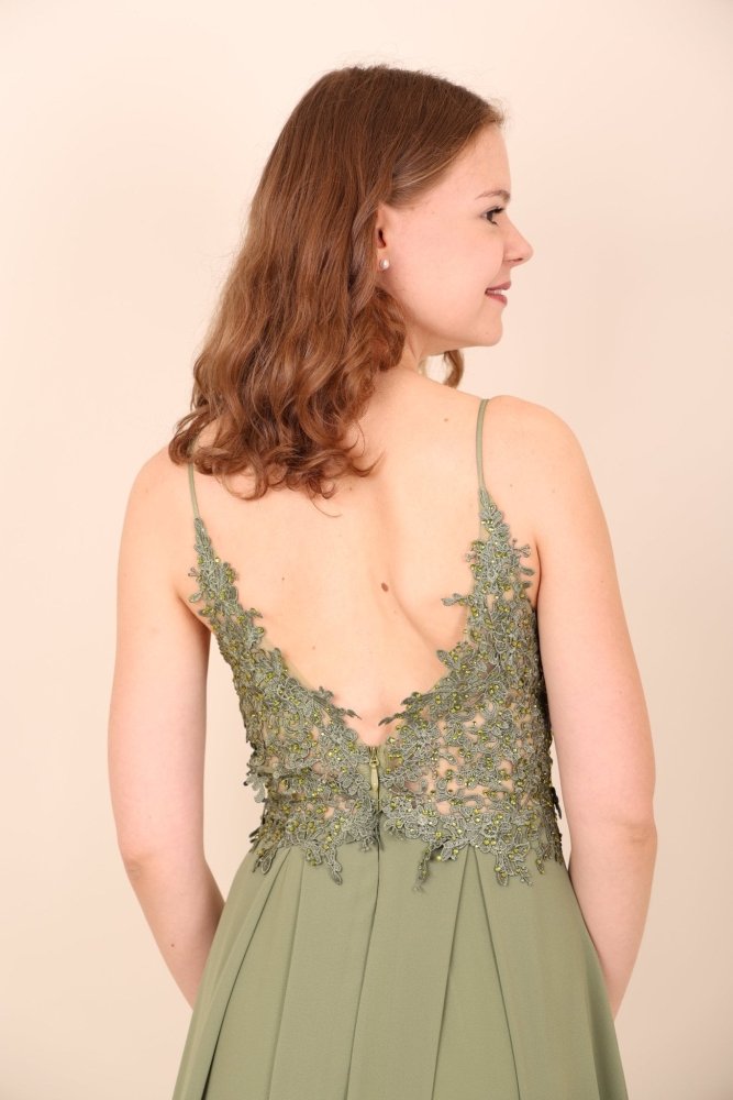 elegantes Ballkleid, oliv - Dein Kleiderladen