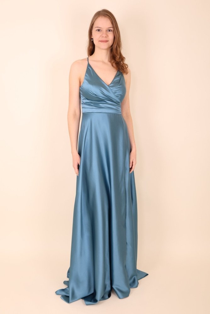 elegantes Satin - Abendkleid, ozeanwelle - Dein Kleiderladen
