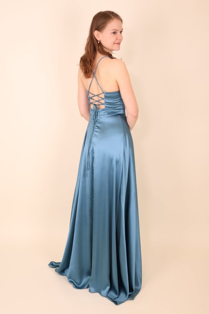 elegantes Satin - Abendkleid, ozeanwelle - Dein Kleiderladen