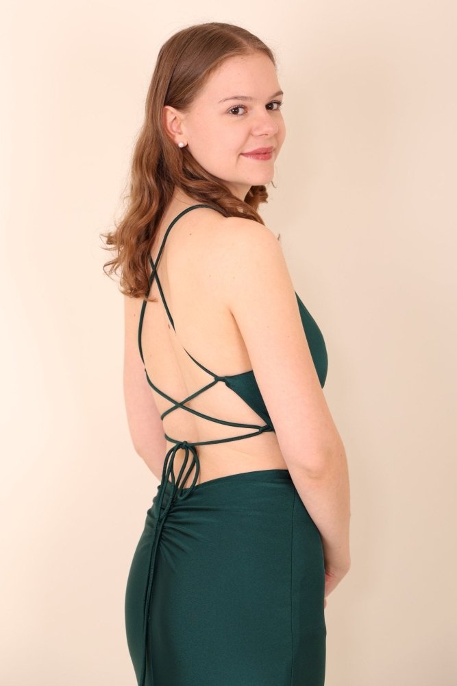 enganliegendes Ballkleid, dunkelgrün - Dein Kleiderladen