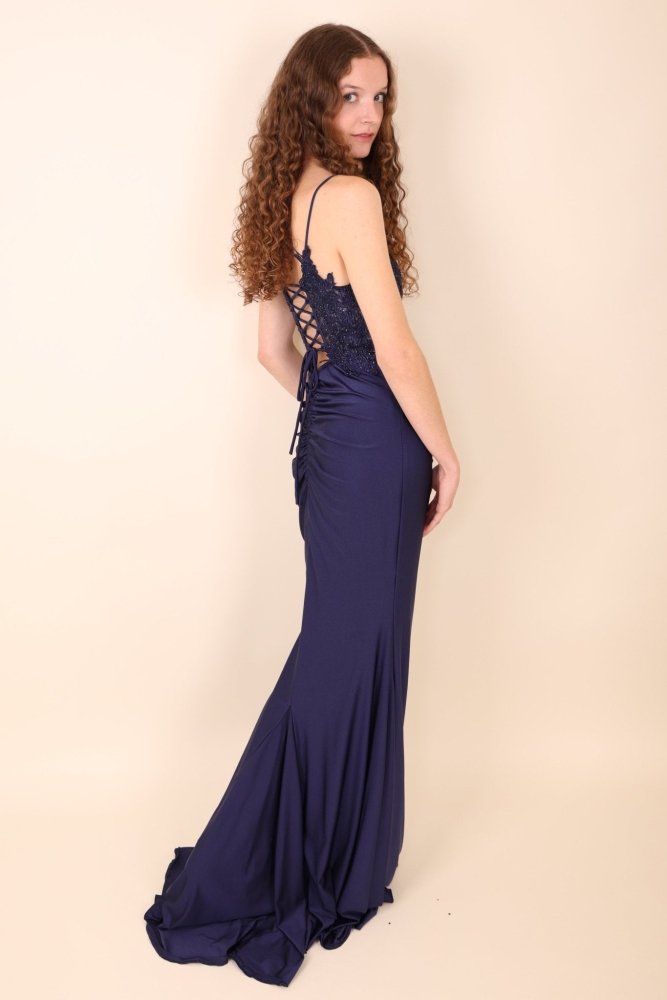 enges Abendkleid, dunkelblau - Dein Kleiderladen