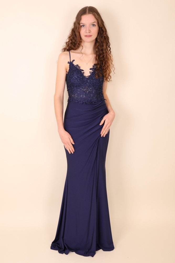 enges Abendkleid, dunkelblau - Dein Kleiderladen