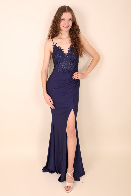 enges Abendkleid, dunkelblau - Dein Kleiderladen