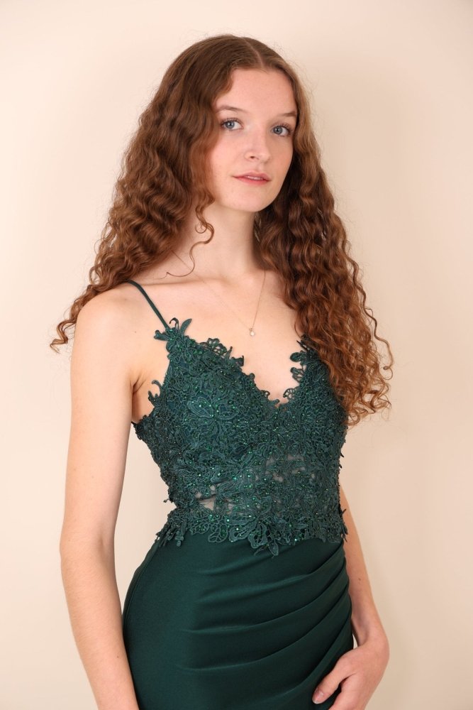 enges Abendkleid, dunkelgrün - Dein Kleiderladen