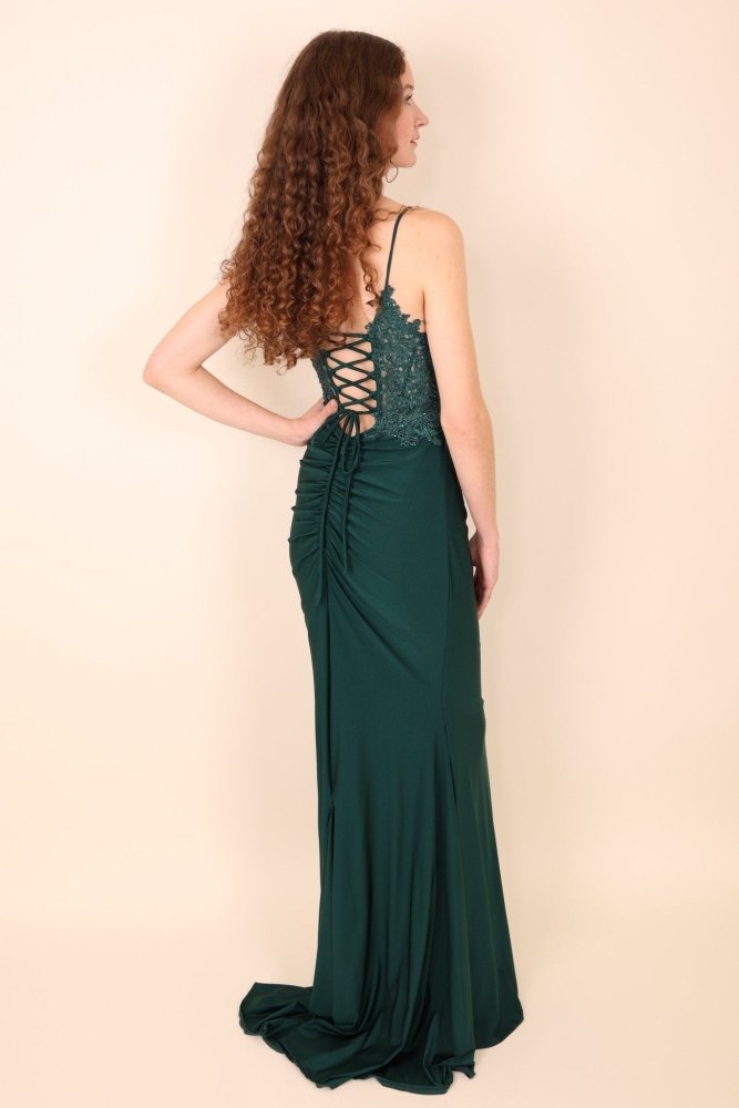 enges Abendkleid, dunkelgrün - Dein Kleiderladen
