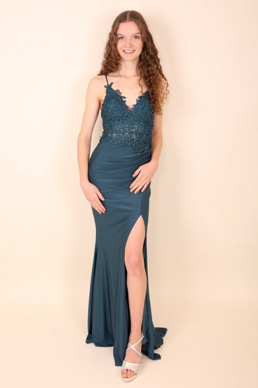 enges Abendkleid, petrol - Dein Kleiderladen