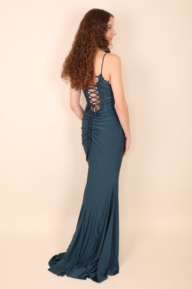 enges Abendkleid, petrol - Dein Kleiderladen