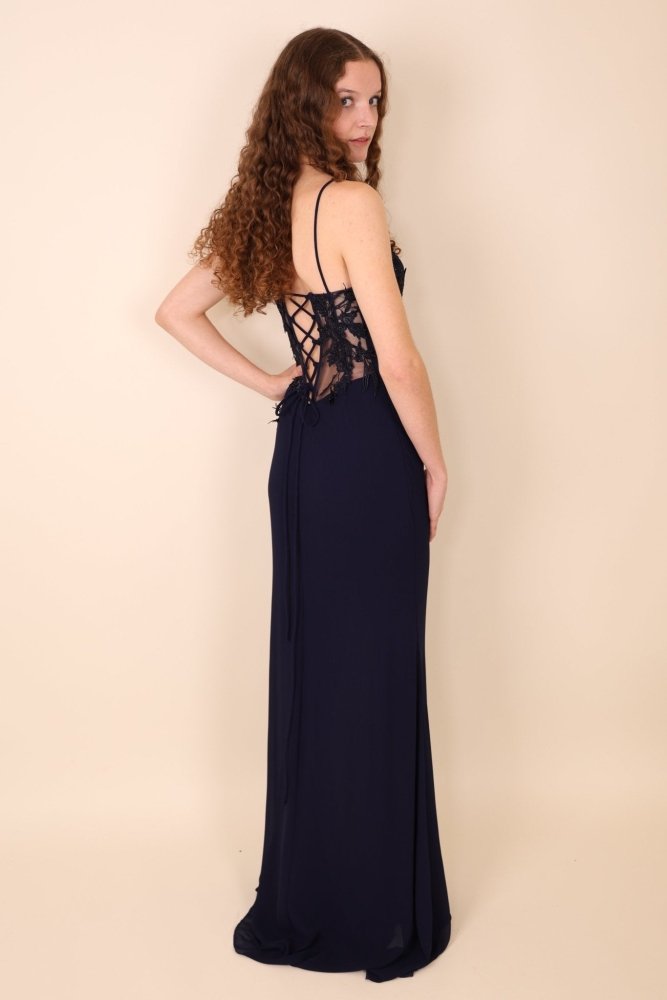 figurbetontes Abendkleid, dunkelblau - Dein Kleiderladen
