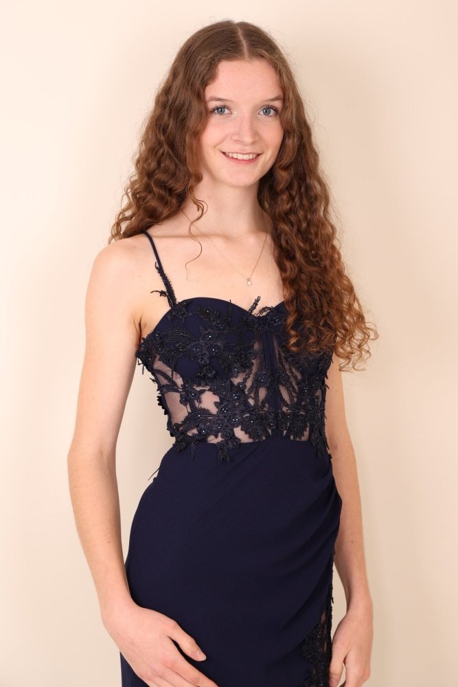 figurbetontes Abendkleid, dunkelblau - Dein Kleiderladen