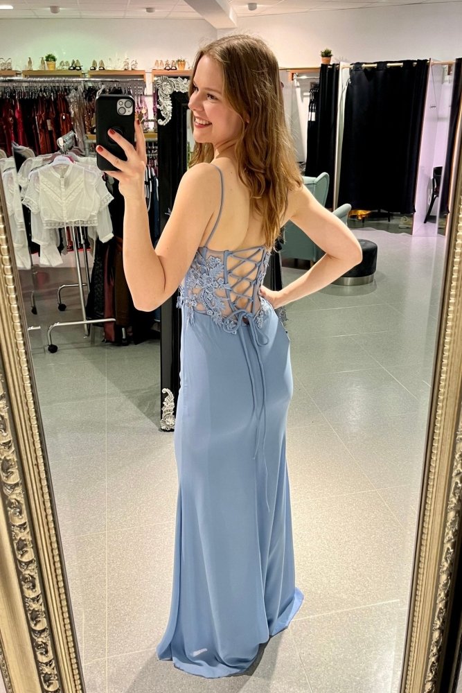 figurbetontes Abendkleid mit Korsett, hellblau - Dein Kleiderladen