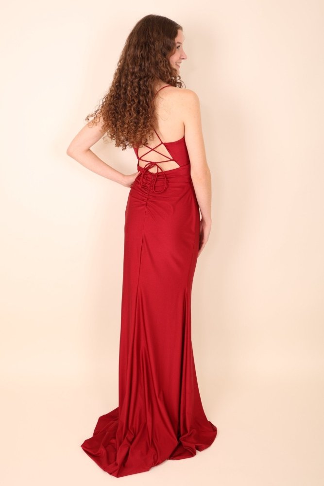 figurbetontes Ballkleid, dunkelrot - Dein Kleiderladen