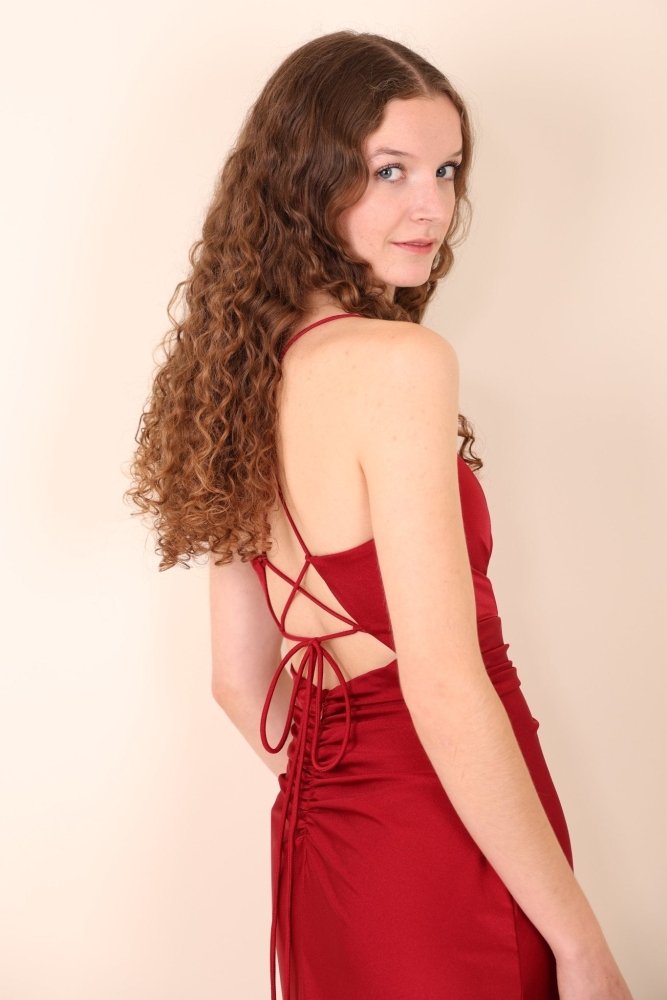 figurbetontes Ballkleid, dunkelrot - Dein Kleiderladen