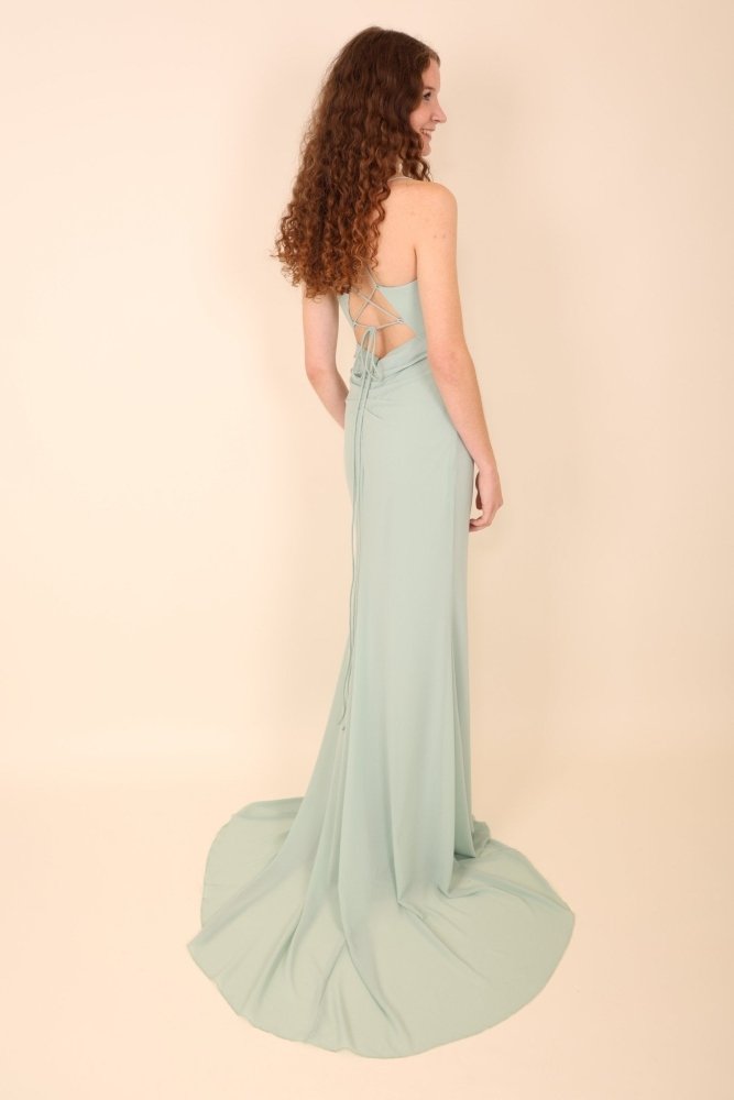 figurbetontes Chiffonkleid, mint - Dein Kleiderladen