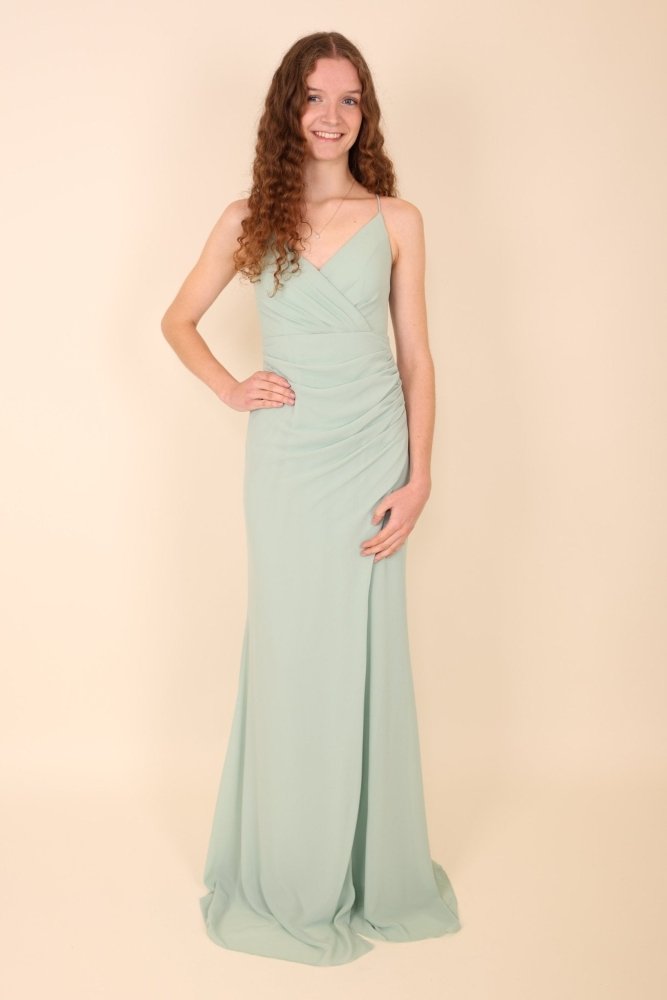 figurbetontes Chiffonkleid, mint - Dein Kleiderladen